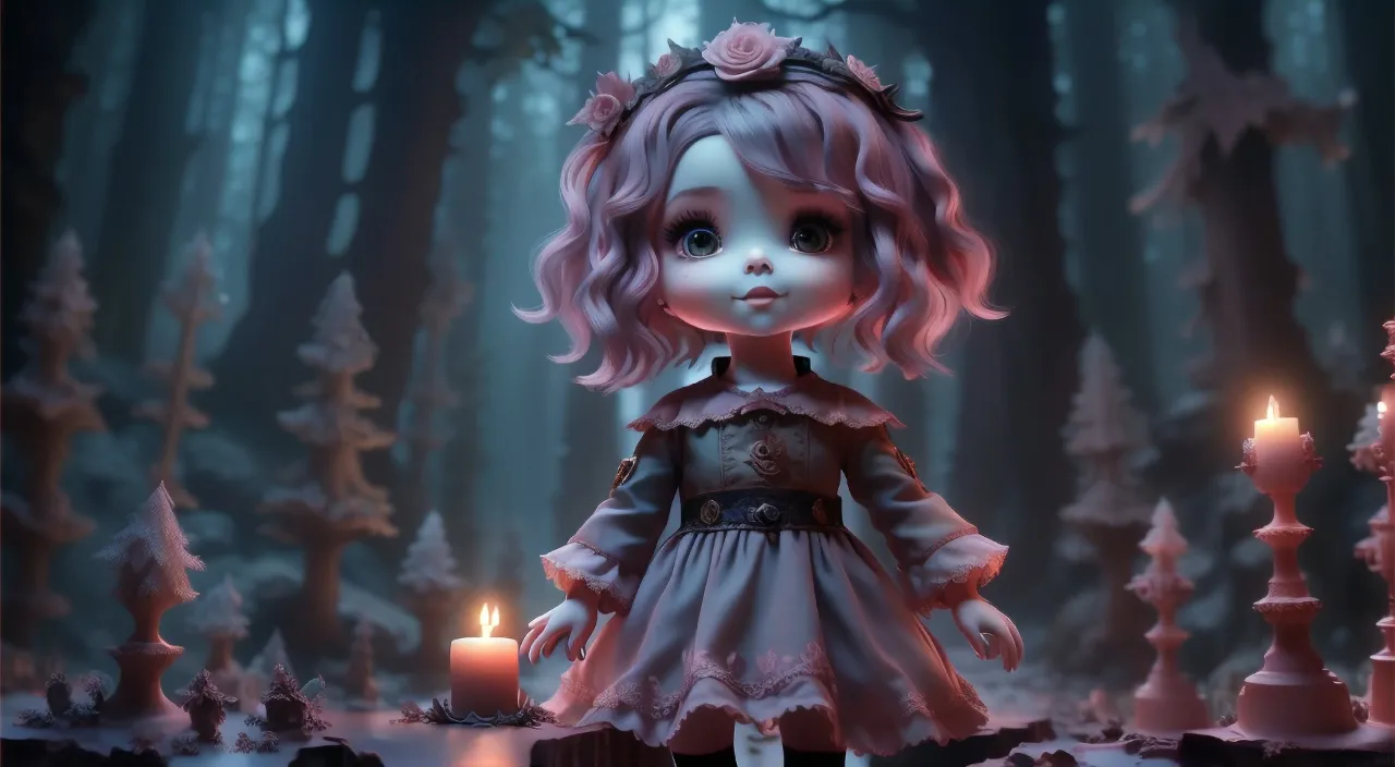 a digital painting of a little girl in a forest