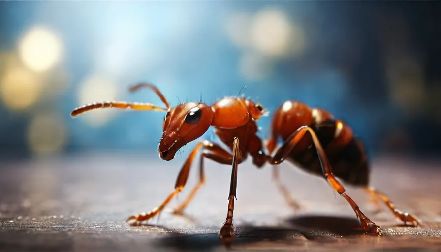 closeup shot of ant walking on the table