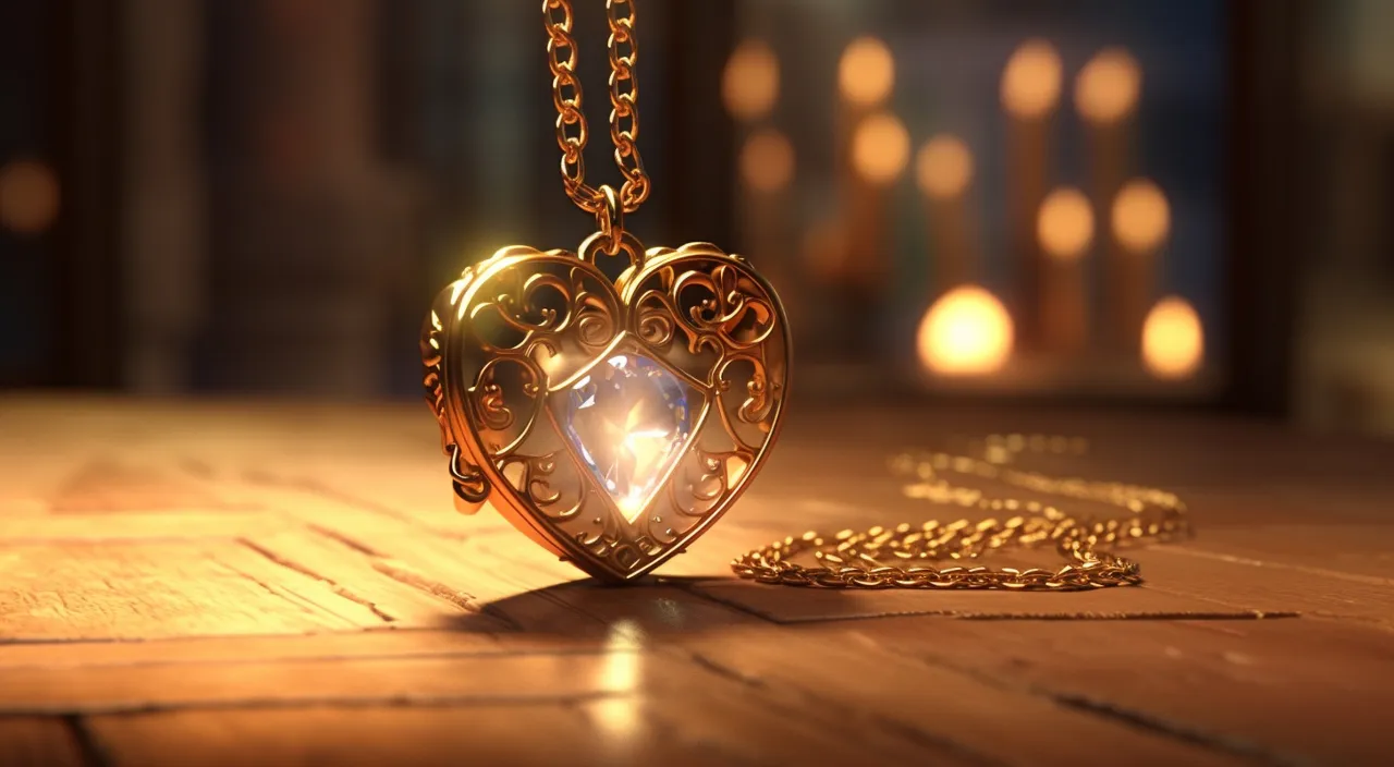 a heart shaped necklace with a diamond inside of it