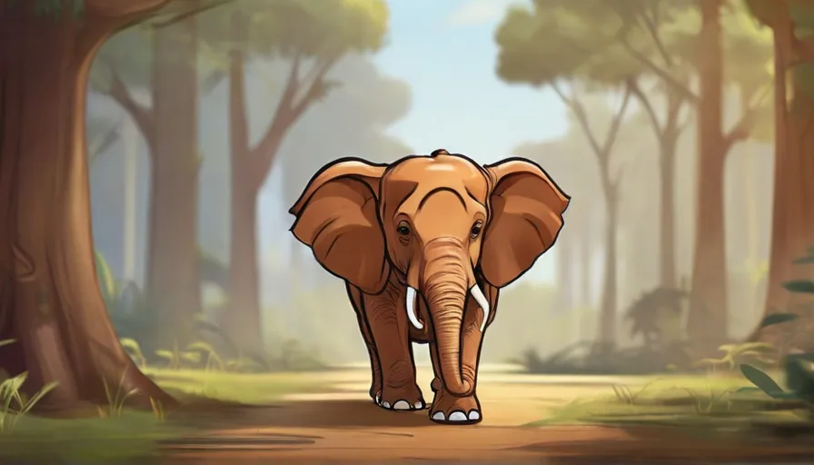 an elephant walking down a path in a forest