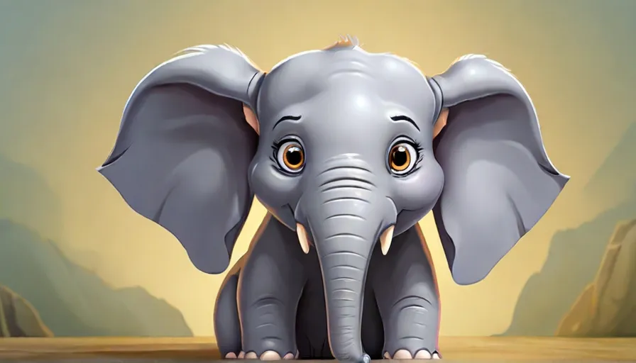 an elephant with big ears sitting on a table