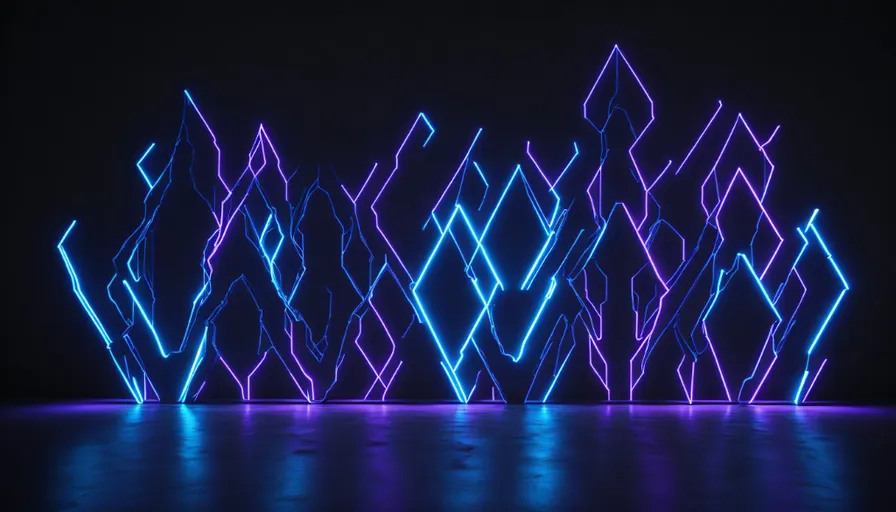 a blue and purple light painting on a black background