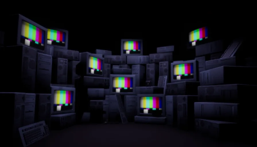 a bunch of tvs that are in the dark