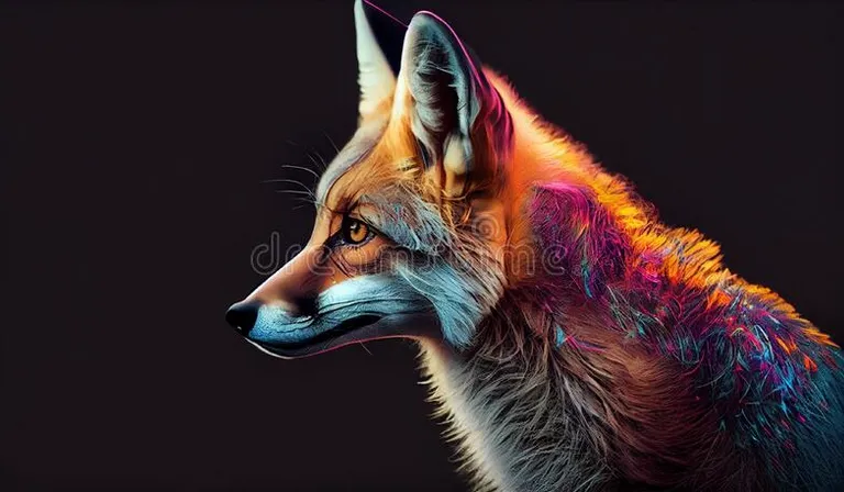 a portrait of a colorful fox on a black background royalty free illustration