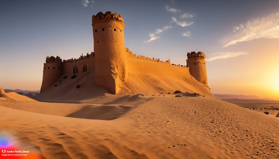 a sand castle sitting on top of a sandy hill