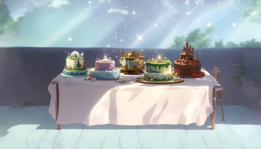 a table topped with cakes covered in frosting