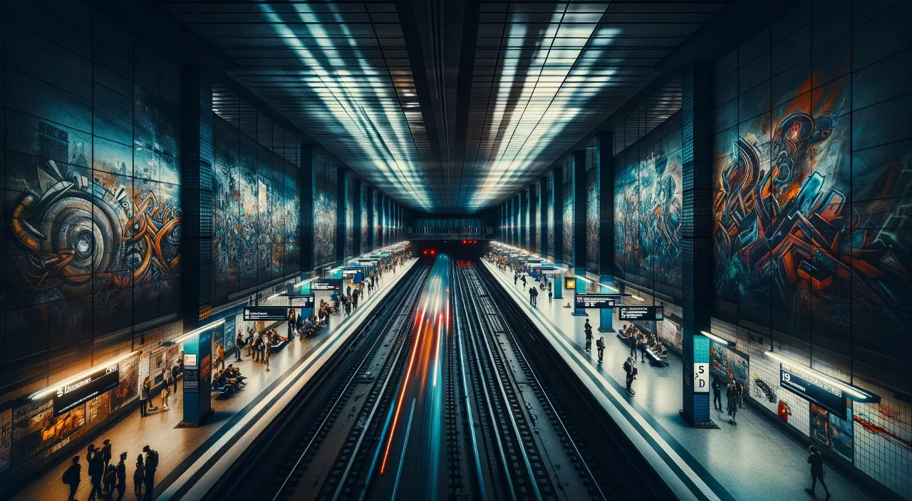 a train station filled with lots of train tracks