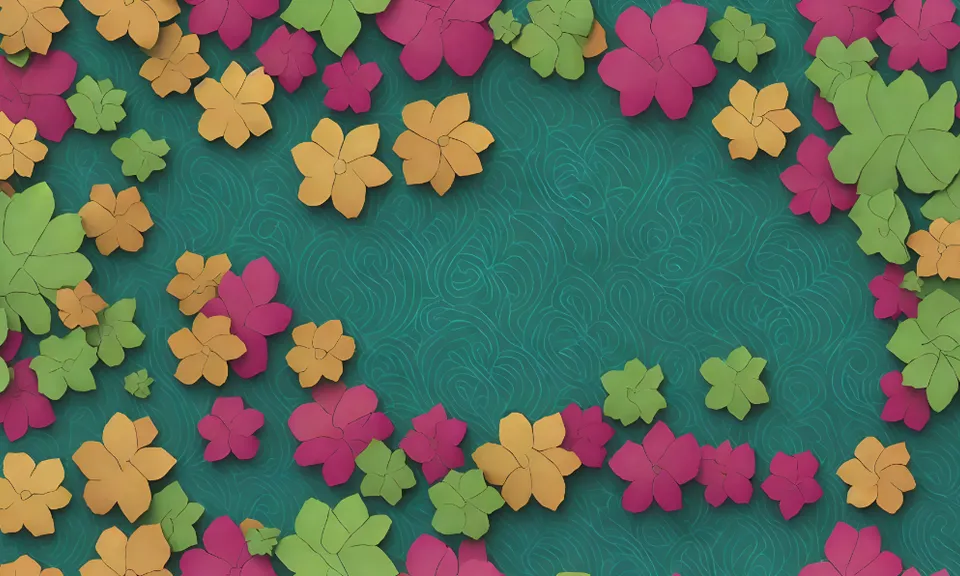 a bunch of colorful flowers on a green background