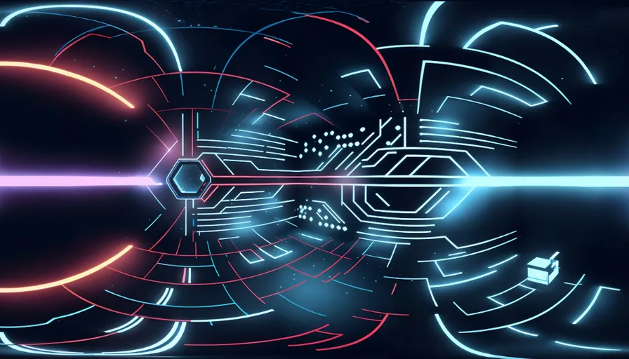 an abstract background with neon lines and shapes
