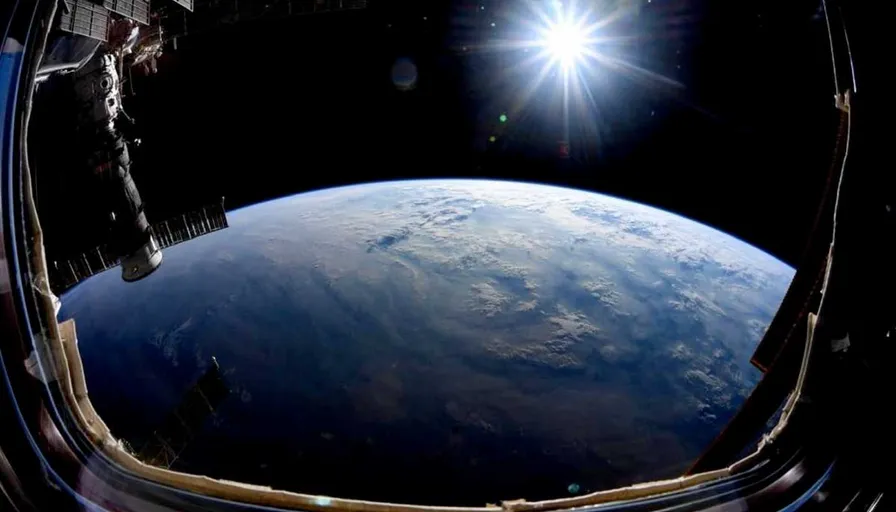 a view of the earth from a space station