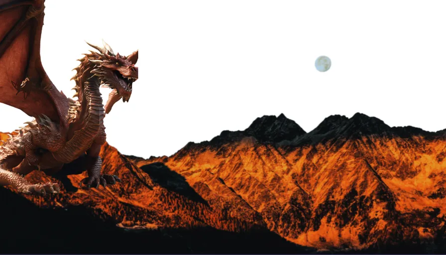 a dragon is flying over a mountain range