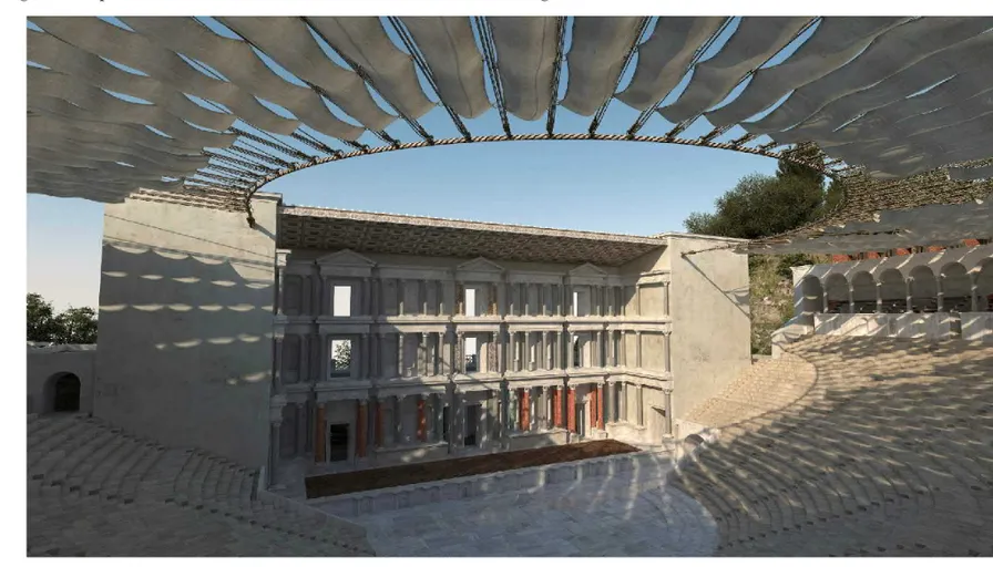 an architectural rendering of a building under a canopy