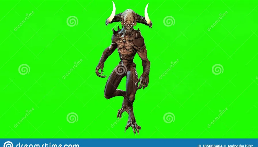 a computer generated image of a demon on a green background