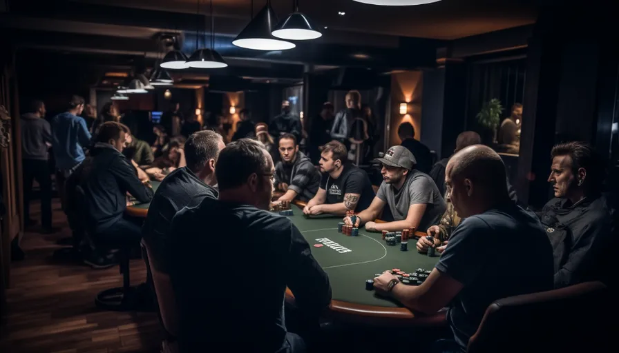 a group of men sitting around a poker table