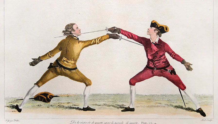 a drawing of two men fighting each other