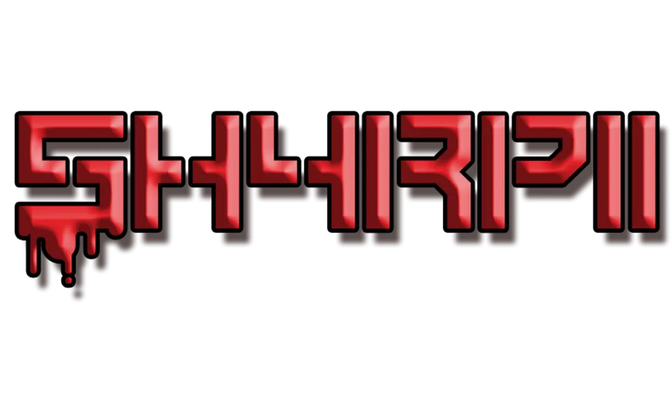 the title for the title for the video game, shhirpi. font, rectangle, logo, graphics, magenta, brand, electric blue, parallel, screenshot, carmine