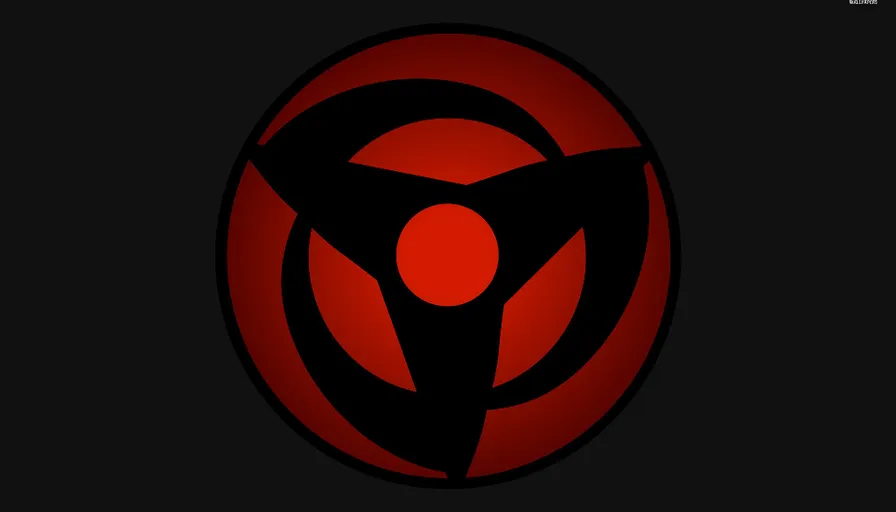 a red and black logo on a black background