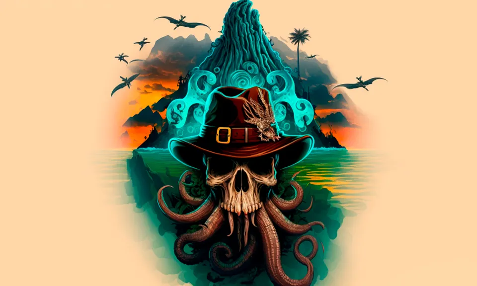a drawing of an octopus wearing a hat. headgear, art, font, tree, liquid, fictional character, electric blue, octopus, cephalopod, illustration