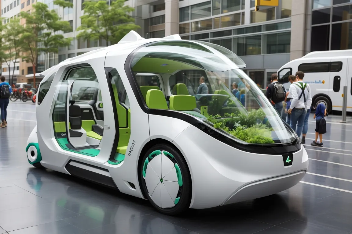 a futuristic car is parked on a city street