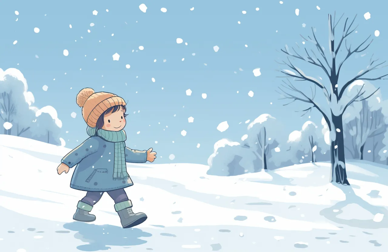 a little boy that is walking in the snow