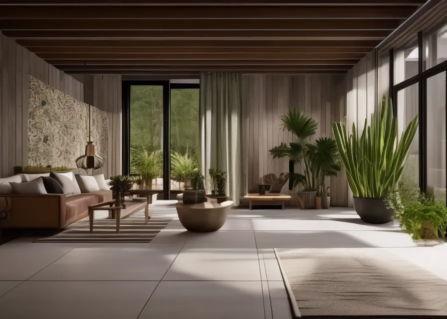 a living room filled with lots of furniture and plants