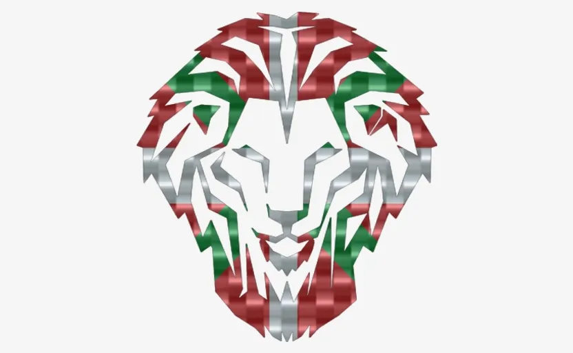 a picture of a lion's head with the colors of the italian flag