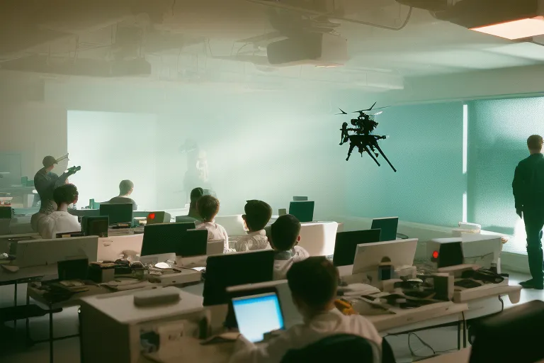 a group of people in a room with computers