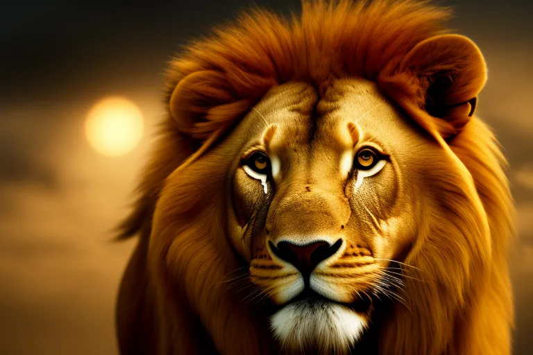 a lion is standing in front of a dark background