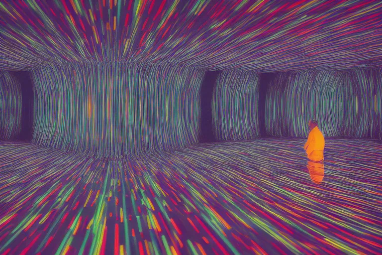 an image of a person standing in a colorful tunnel