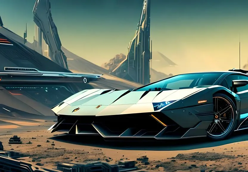 a futuristic car is parked in the desert
