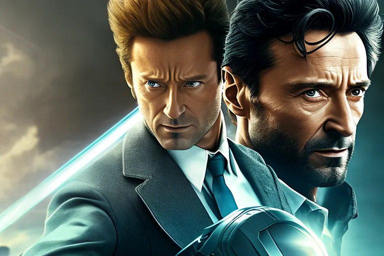 two men in suits holding guns in front of a cloudy sky
