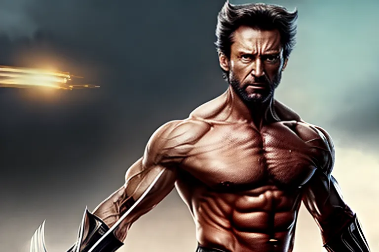a man in a wolverine costume holding a sword