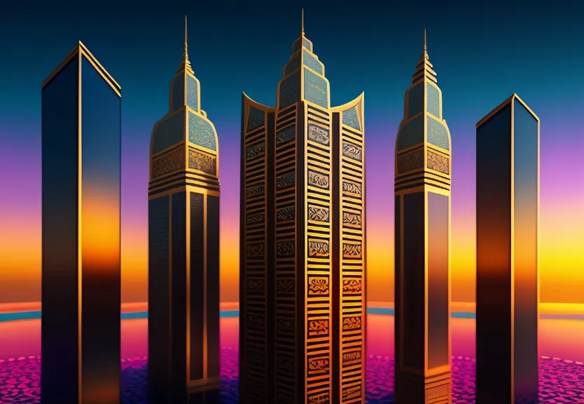 a group of tall buildings sitting next to each other