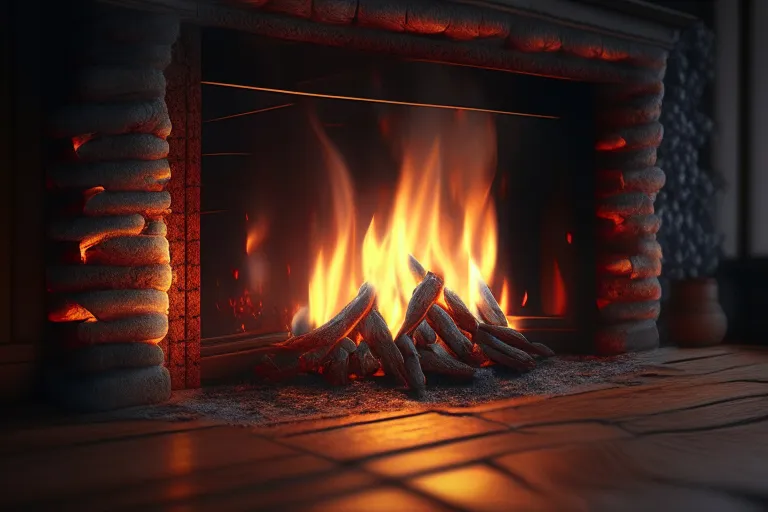 a fire burning in a fireplace in a living room