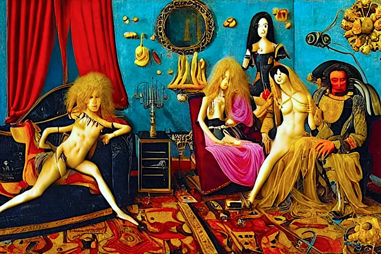 a painting of a group of naked women sitting on a couch