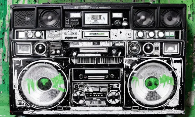 a boombox with speakers painted on it