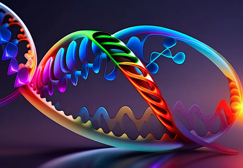 a multicolored double - stranded model of a human cell