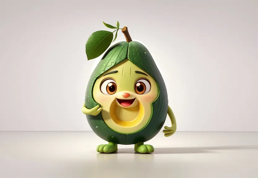 a cartoon character is holding a piece of fruit