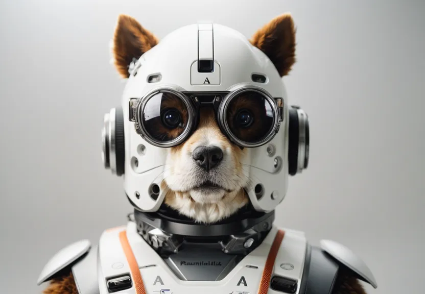 a dog wearing a helmet and goggles