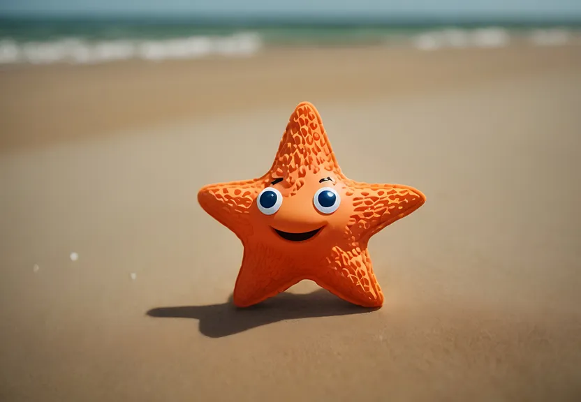 a starfish with a happy face on a beach