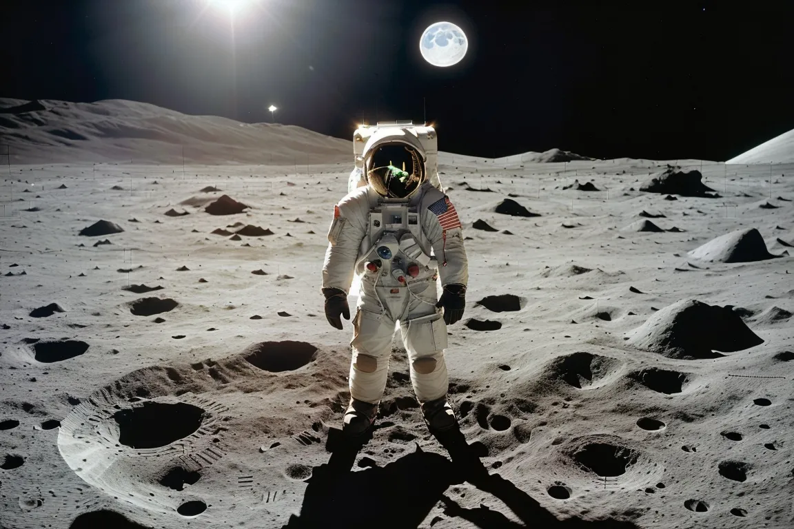 an astronaut standing on the surface of the moon