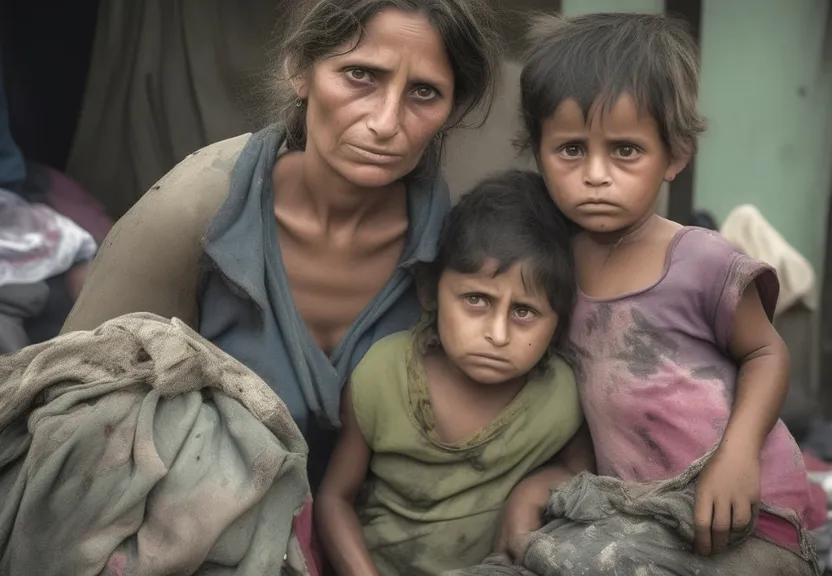 a woman and two children standing next to each other