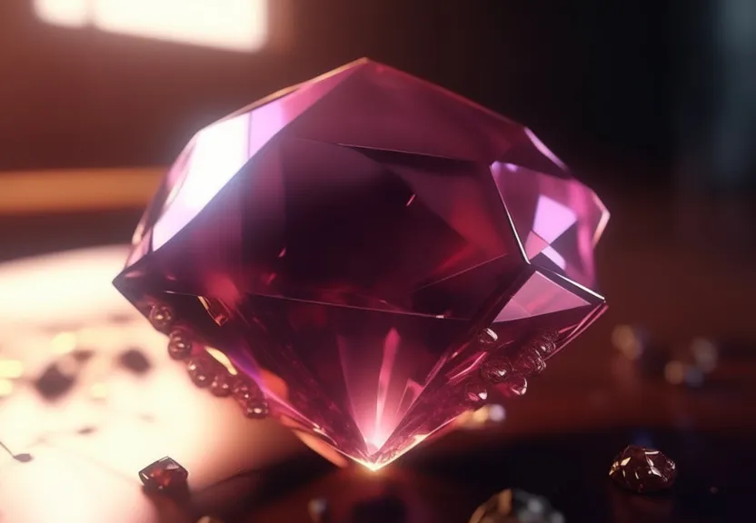 a pink diamond sitting on top of a table