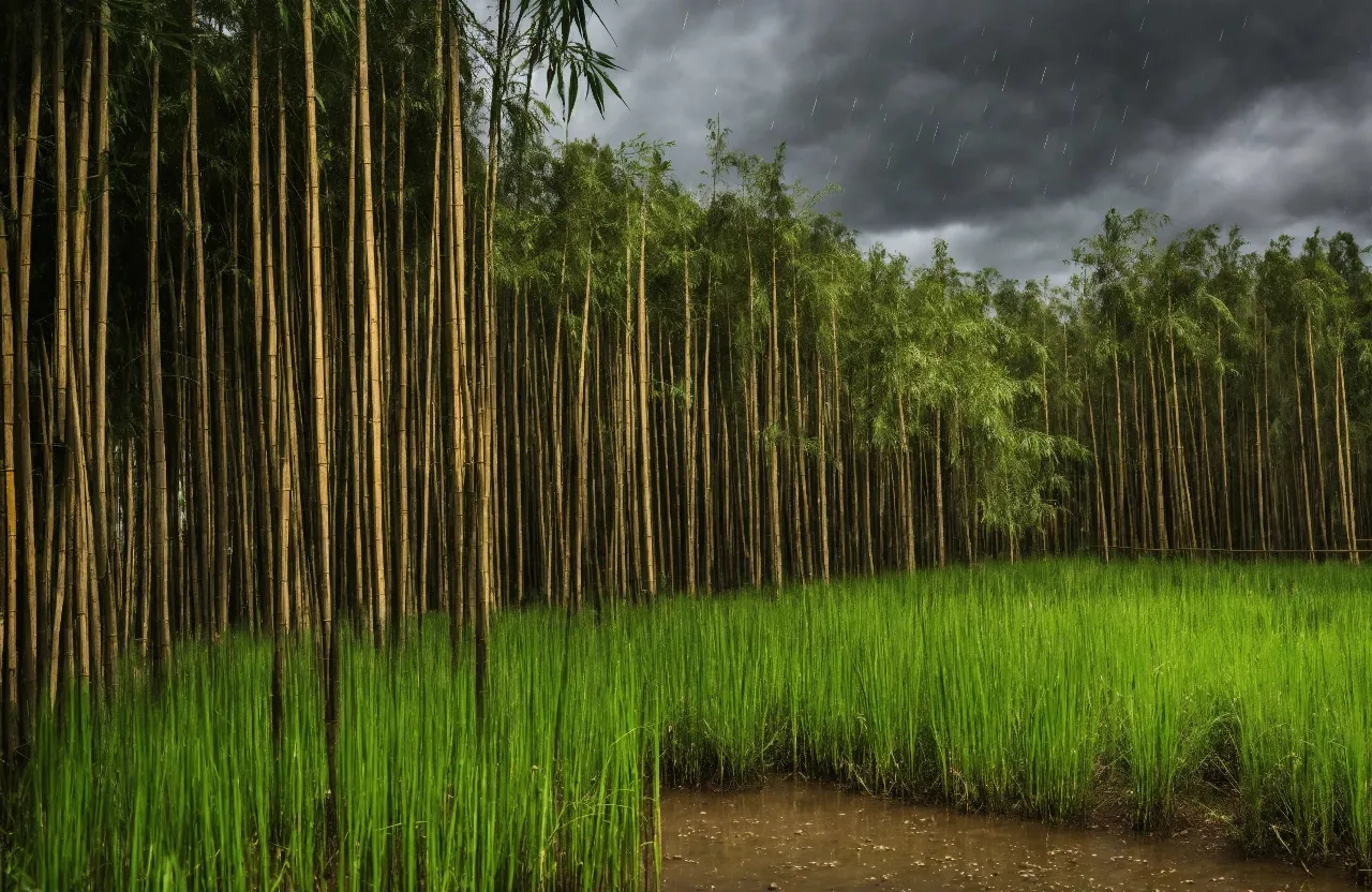 raining in a bamboo forest