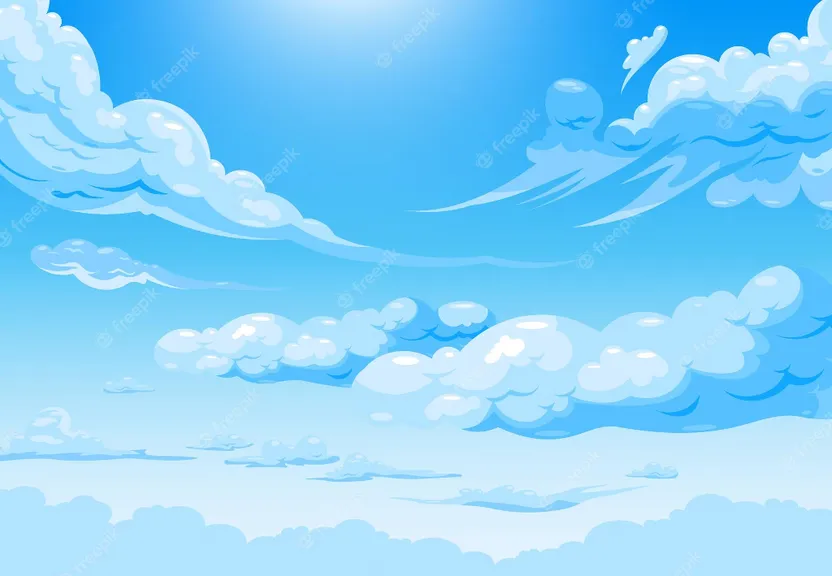 a blue sky with white clouds and a bright sun