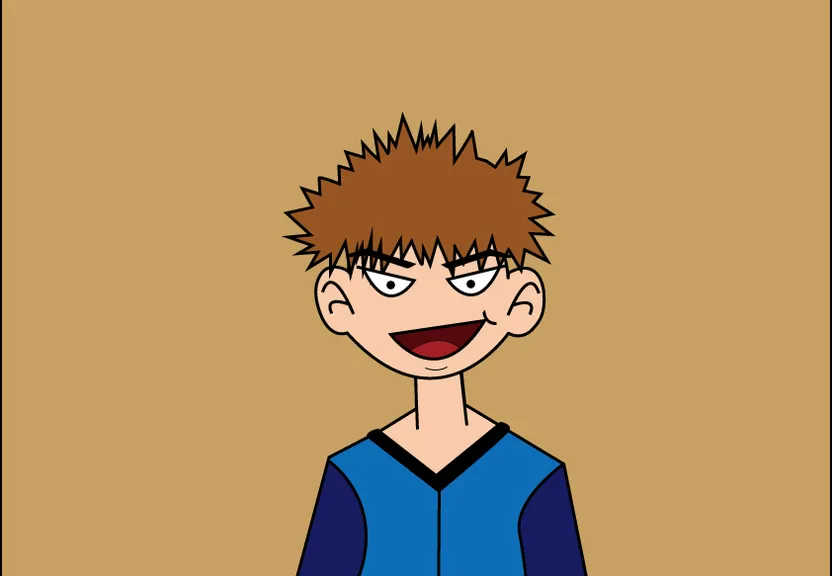 a cartoon of a boy with spiked hair