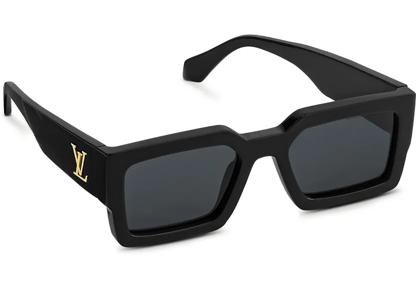 a pair of black sunglasses on a white background