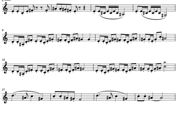 a sheet with music notes and notes
