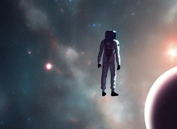 an artist's rendering of an astronaut floating in space