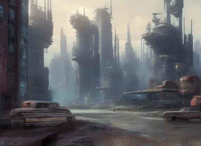 a futuristic city with a lot of tall buildings